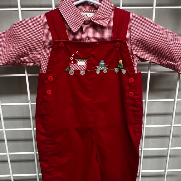 Petit Ami Other - Toddler red Christmas overalls